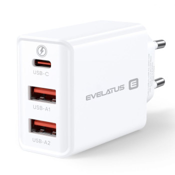 Адаптер зарядно EVELATUS USB-A1/USB-A1/USB-C 32W ETC06 White