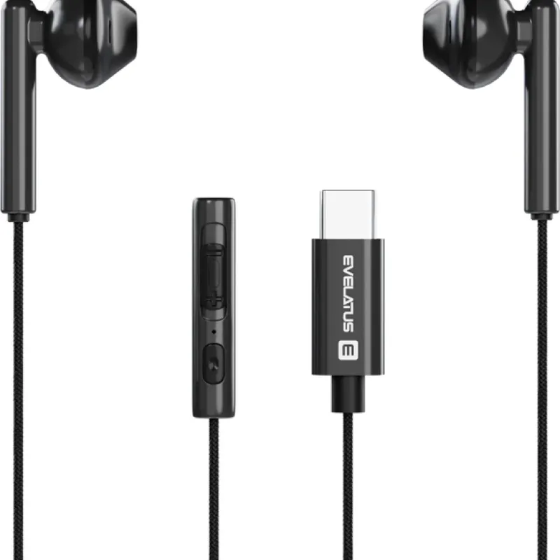 Слушалки EVELATUS Crystal clear sound жични Type C Black