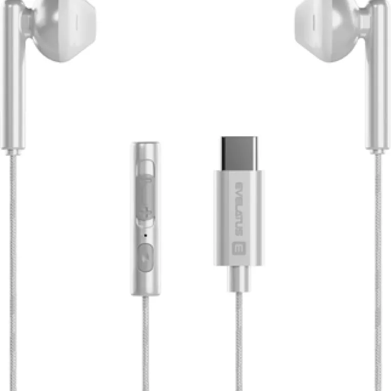 Слушалки EVELATUS Crystal clear sound жични Type C White