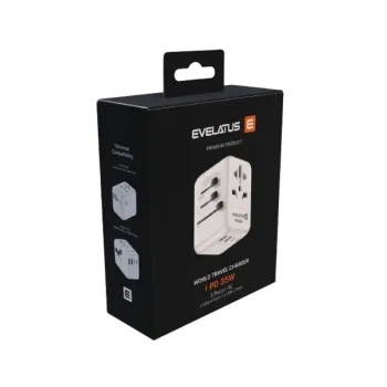 Адаптер зарядно EVELATUS 35W 1PD & 2Type-C & 2USB Универсално