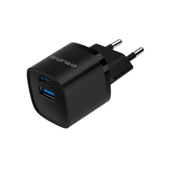 Адаптер зарядно EVELATUS USB-A and USB-C 30W Black
