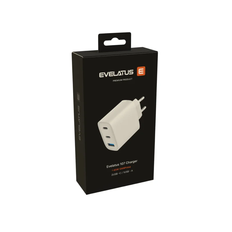 Адаптер зарядно EVELATUS USB-C1/USB-C1/USB-A 45W