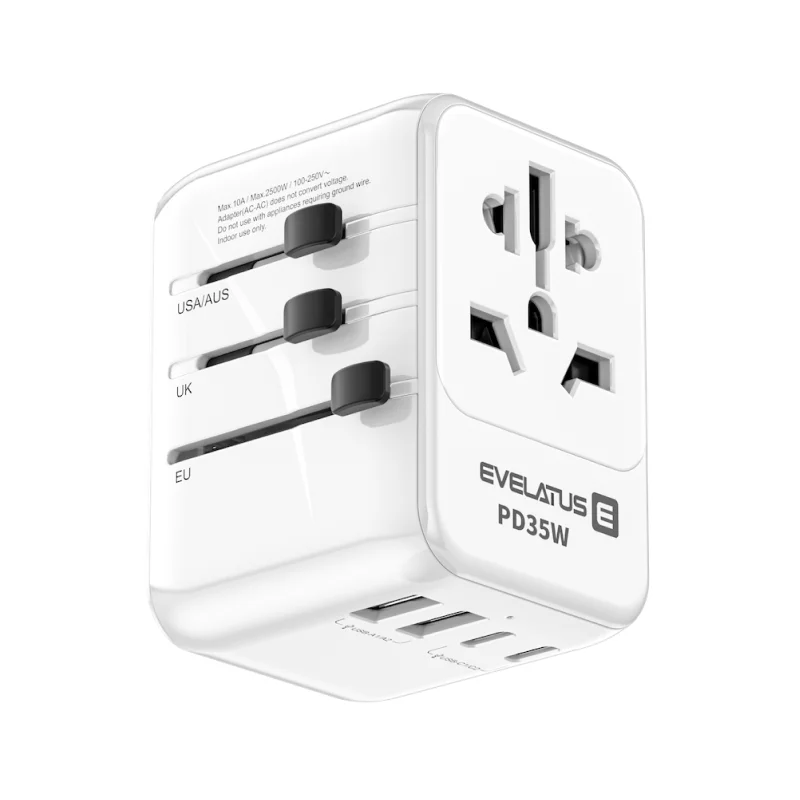 Адаптер зарядно EVELATUS 35W 1PD & 2Type-C & 2USB Универсално