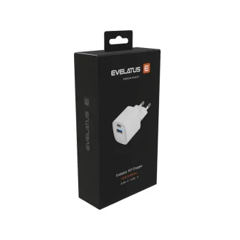 Адаптер зарядно EVELATUS USB-A and USB-C 30W Black