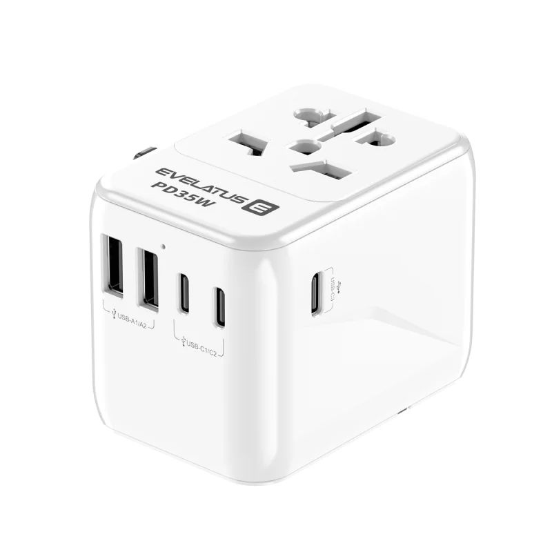 Адаптер зарядно EVELATUS 35W 1PD & 2Type-C & 2USB Универсално